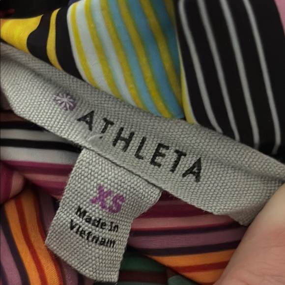 ATHLETA Vibrant colorful Sleeveless Sundress Midi Sun Dress stripe pattern Sz XS - Picture 14 of 16